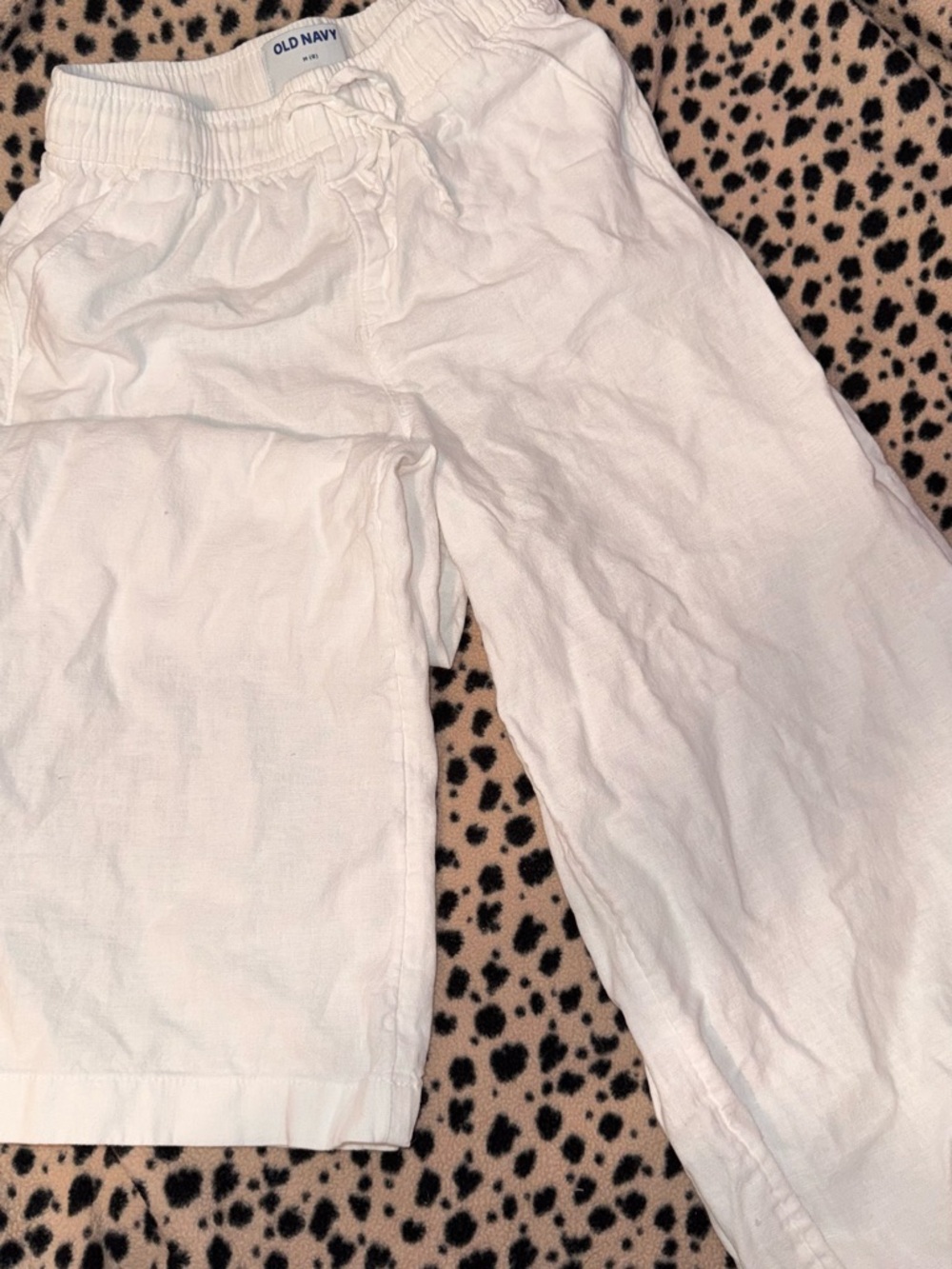 Old Navy White Kids Linen-Blend Pull-On Pants with Drawstring
